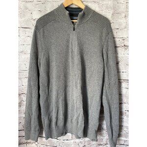 Eddie Bauer Mens Grey Quarter Zip Pullover Sweater TXL Casual Cotton